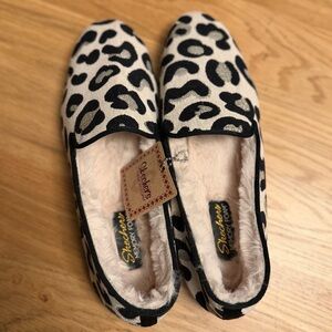 Skechers Women's Slip-On Slippers - Black and Cream Leopard